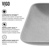 Lorca ConcretoStone Grey Bathroom Sink/Basin Set with Gotham Faucet and Rectangular Vessel G6A7 - product image 2