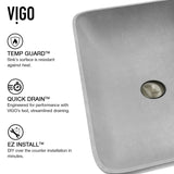 Lorca ConcretoStone Grey Bathroom Sink/Basin Set with Gotham Faucet and Rectangular Vessel G6A7 - product image 3