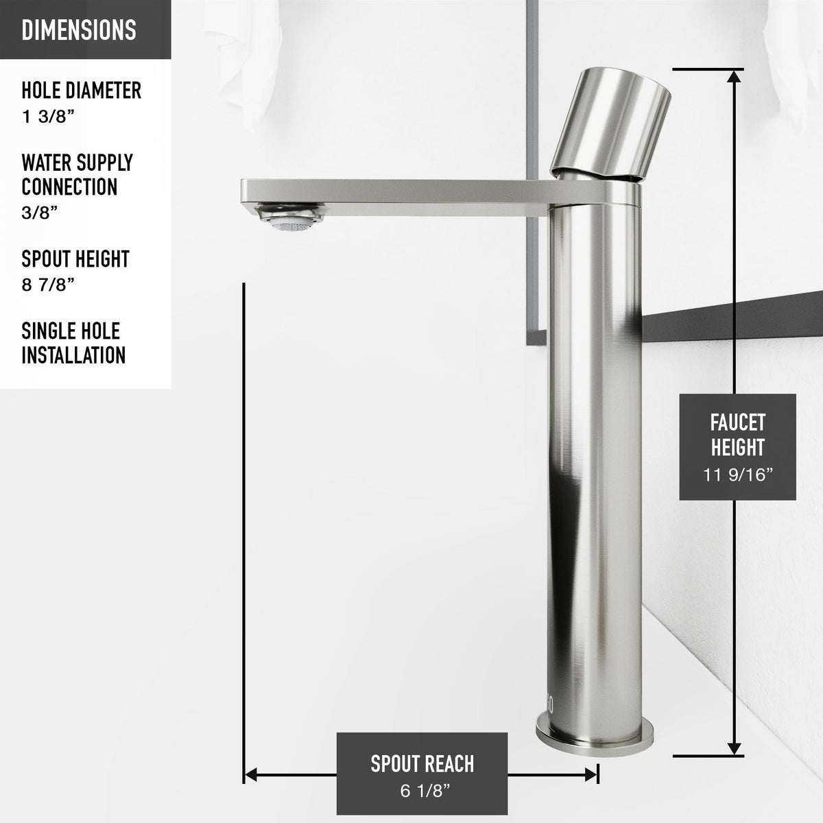 Lorca ConcretoStone Grey Bathroom Sink/Basin Set with Gotham Faucet and Rectangular Vessel G6A7 - product image 4