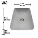 Lorca ConcretoStone Grey Bathroom Sink/Basin Set with Gotham Faucet and Rectangular Vessel G6A7 - product image 5