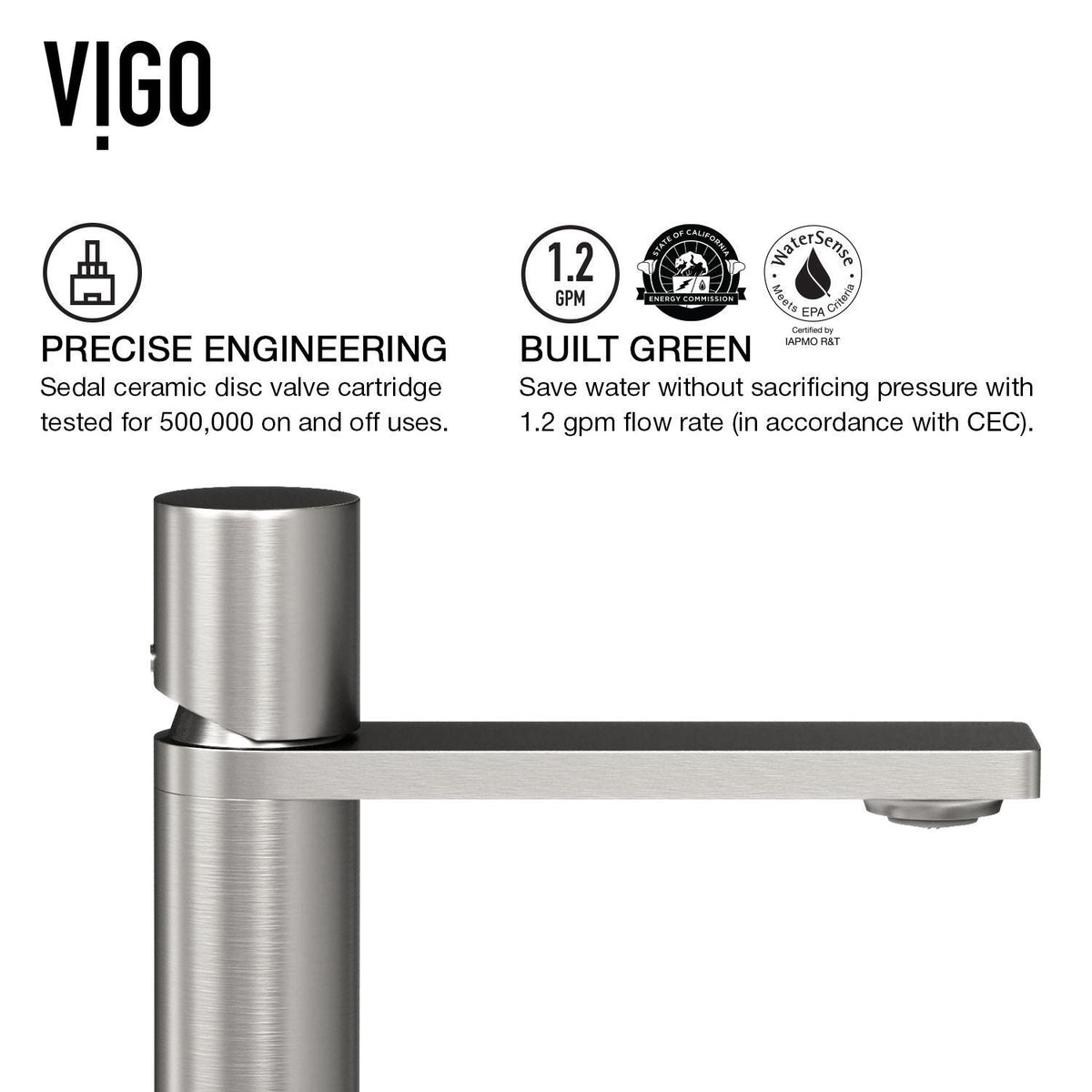 Lorca ConcretoStone Grey Bathroom Sink/Basin Set with Gotham Faucet and Rectangular Vessel G6A7 - product image 8