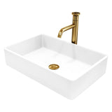 Magnolia MatteStone White Bathroom Sink/Basin Set with Cass Faucet and Rectangular Composite Vessel A8O2 - product image 1