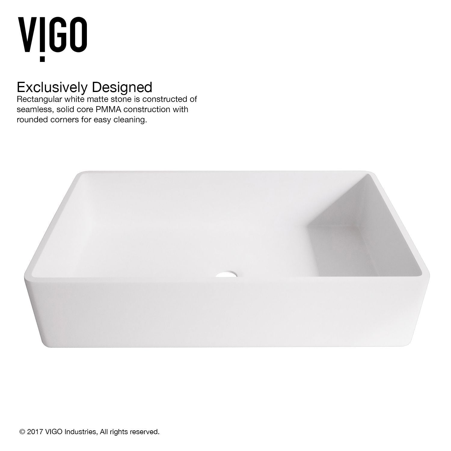 Magnolia MatteStone White Bathroom Sink/Basin Set with Niko Faucet and Rectangular Composite Vessel I6R9 - product image 7