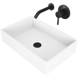 Magnolia MatteStone White Bathroom Sink/Basin Set with Olus Wall Mount Faucet and Rectangular Composite Vessel Z7H8 - product image 1