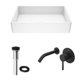 Magnolia MatteStone White Bathroom Sink/Basin Set with Olus Wall Mount Faucet and Rectangular Composite Vessel Z7H8 - product image 2