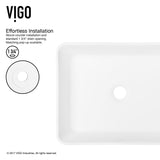 Marigold Matte Stone Rectangular Composite Vessel Bathroom Sink/Basin with Rounded Edges & Deep Bowl, White O8P4 - product image 5
