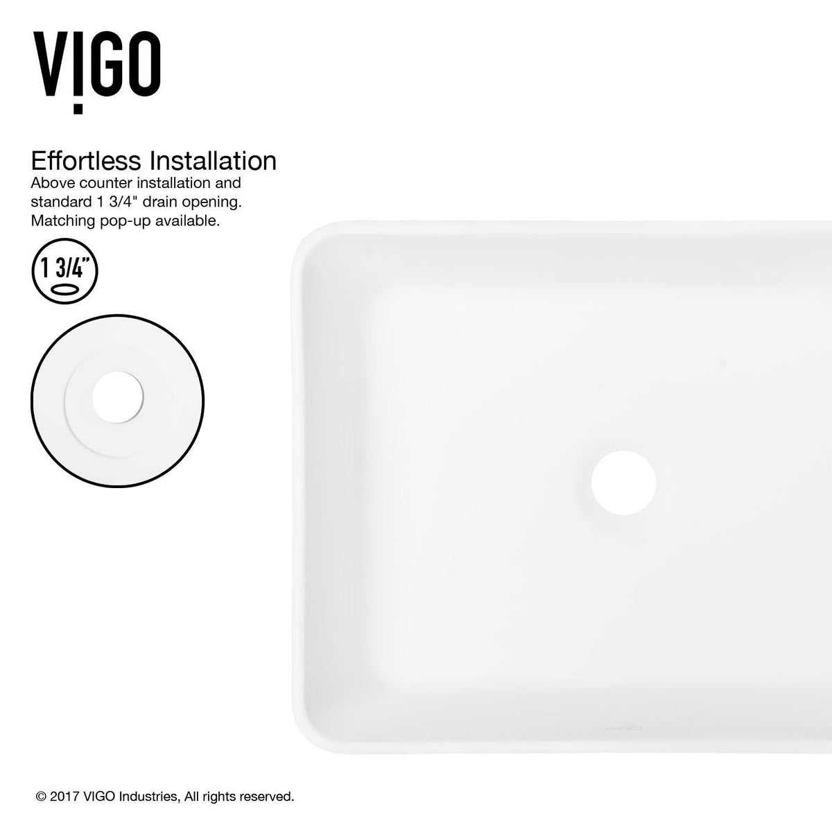 Marigold Matte Stone Rectangular Composite Vessel Bathroom Sink/Basin with Rounded Edges & Deep Bowl, White O8P4 - product image 5
