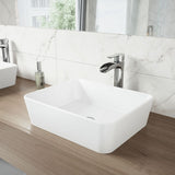 Marigold Matte Stone Rectangular Composite Vessel Bathroom Sink/Basin with Rounded Edges & Deep Bowl, White O8P4 - product image 6
