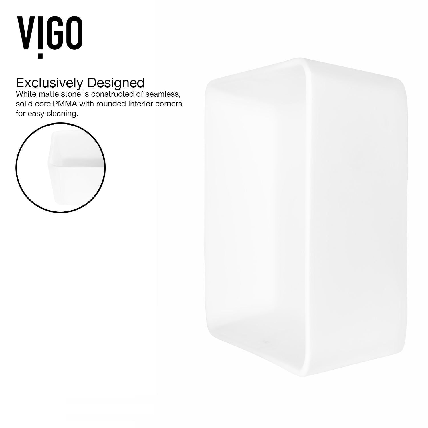 Marigold MatteStone White Bathroom Sink/Basin Set with Matte Black Linus Faucet and Rectangular Composite Vessel I7J4 - product image 3