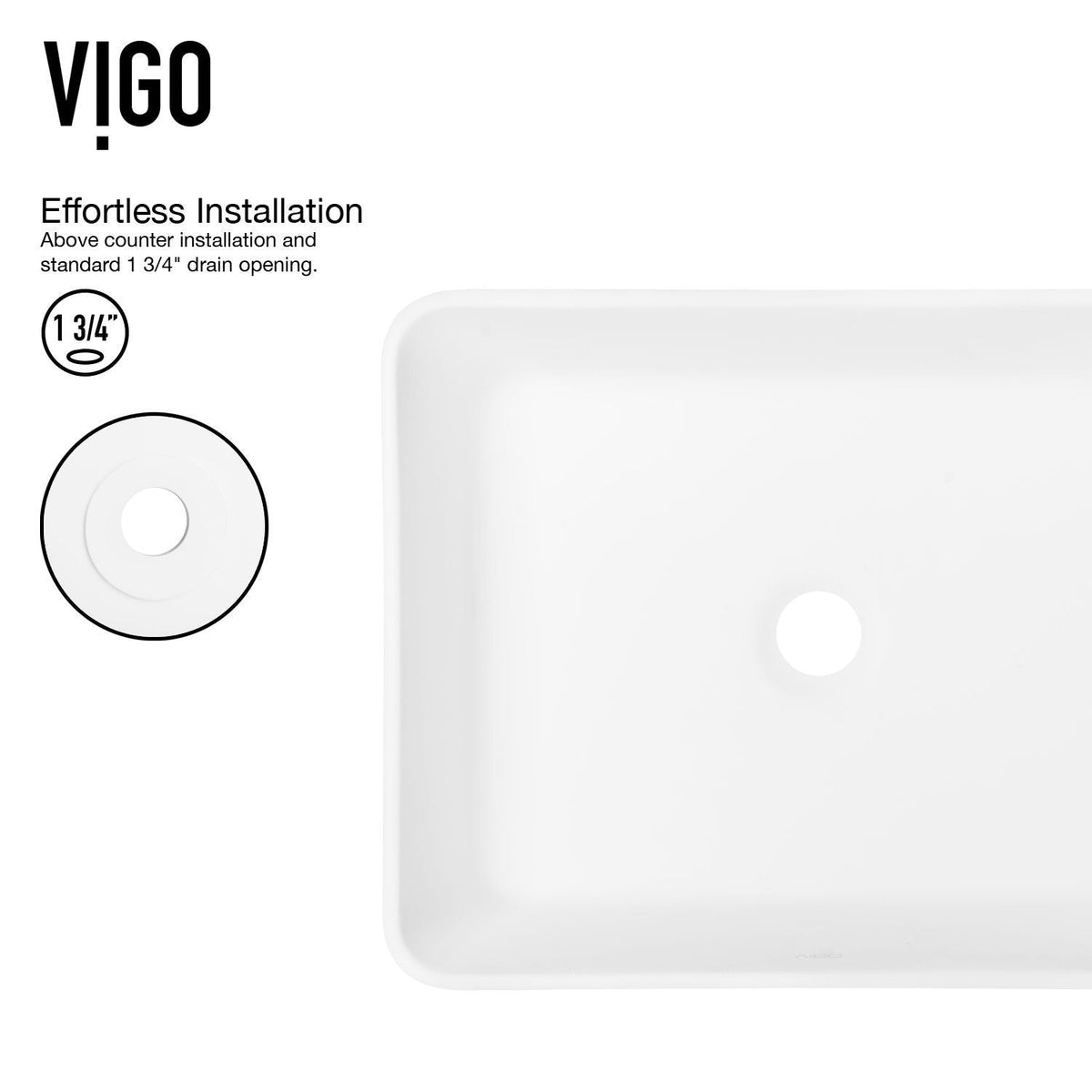 Marigold MatteStone White Bathroom Sink/Basin Set with Matte Black Linus Faucet and Rectangular Composite Vessel I7J4 - product image 7