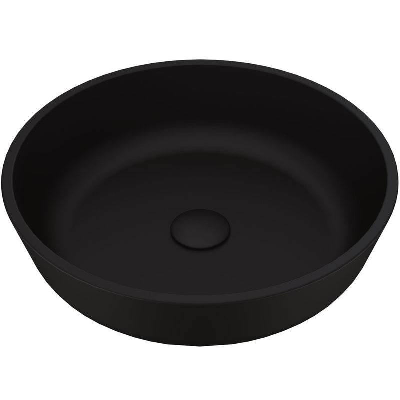 Modus Glass Round Vessel Bathroom Sink/Basin with Rounded Edges & Deep Bowl, Black V4R8