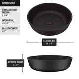 Modus Glass Round Vessel Bathroom Sink/Basin with Rounded Edges & Deep Bowl, Black V4R8 - product image 5