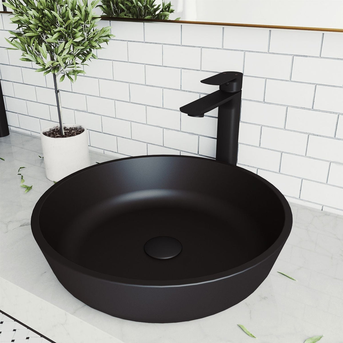 Modus Glass Round Vessel Bathroom Sink/Basin with Rounded Edges & Deep Bowl, Black V4R8 - product image 7