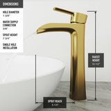 Niko Single Handle Single-Hole Bathroom Vessel Faucet in Matte Brushed Gold Z4F5 - product image 8
