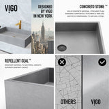 Orvieto Gothic ConcretoStone 24x15-in Deep Grey Bathroom Sink/Basin with Rectangular Vessel G5A1 - product image 3
