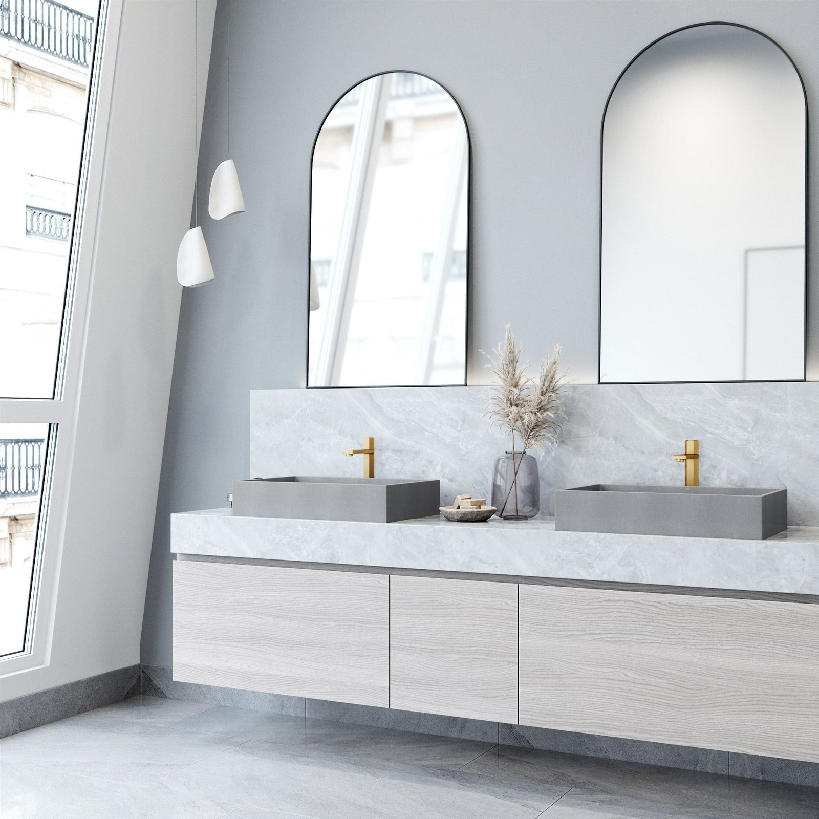 Orvieto Gothic ConcretoStone 24x15-in Deep Grey Bathroom Sink/Basin with Rectangular Vessel G5A1 - product image 7