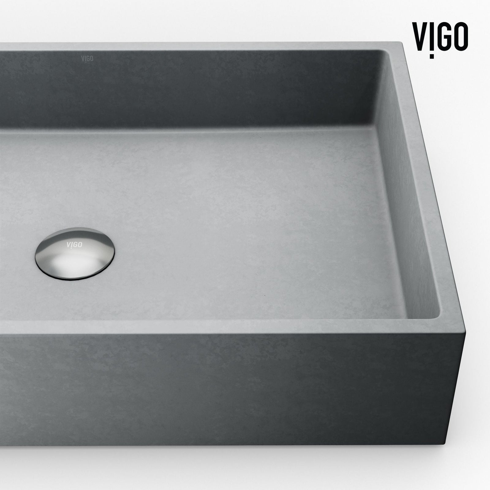 Orvieto Gothic ConcretoStone 24x15-in Deep Grey Bathroom Sink/Basin with Rectangular Vessel G5A1 - product image 8