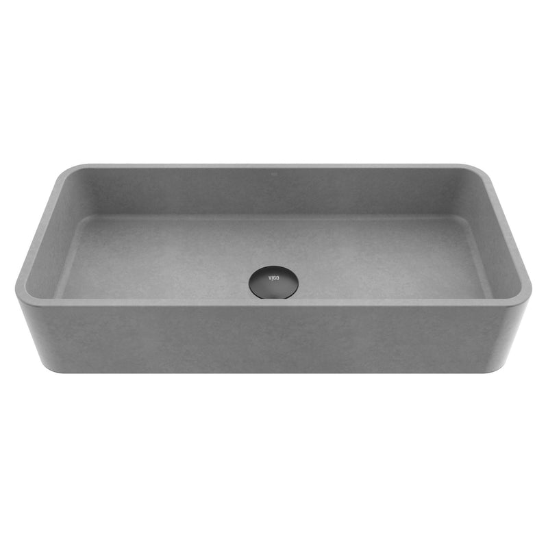 Palazzo Gothic ConcretoStone 24x11-in Deep Grey Bathroom Sink/Basin with Rectangular Vessel H2E6