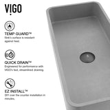 Palazzo Gothic ConcretoStone 24x11-in Deep Grey Bathroom Sink/Basin with Rectangular Vessel H2E6 - product image 3