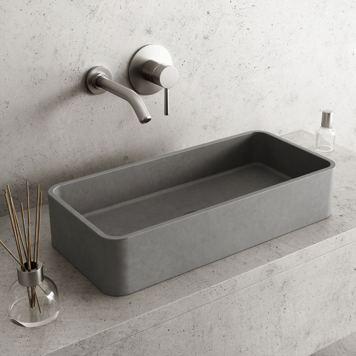 Palazzo Gothic ConcretoStone 24x11-in Deep Grey Bathroom Sink/Basin with Rectangular Vessel H2E6 - product image 7