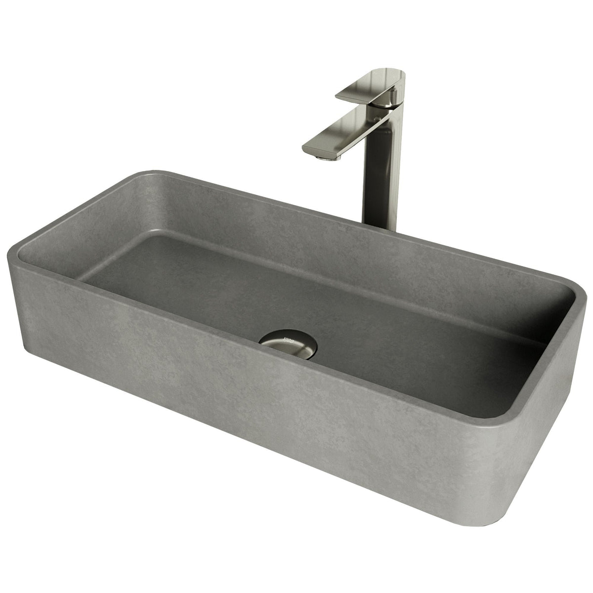 Palazzo Gothic ConcretoStone Grey Bathroom Sink/Basin Set with Niko Faucet and Rectangular Vessel G3G6 - product image 1