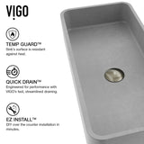 Palazzo Gothic ConcretoStone Grey Bathroom Sink/Basin Set with Niko Faucet and Rectangular Vessel G3G6 - product image 4