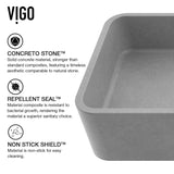 Palazzo Gothic ConcretoStone Grey Bathroom Sink/Basin Set with Niko Faucet and Rectangular Vessel G3G6 - product image 6