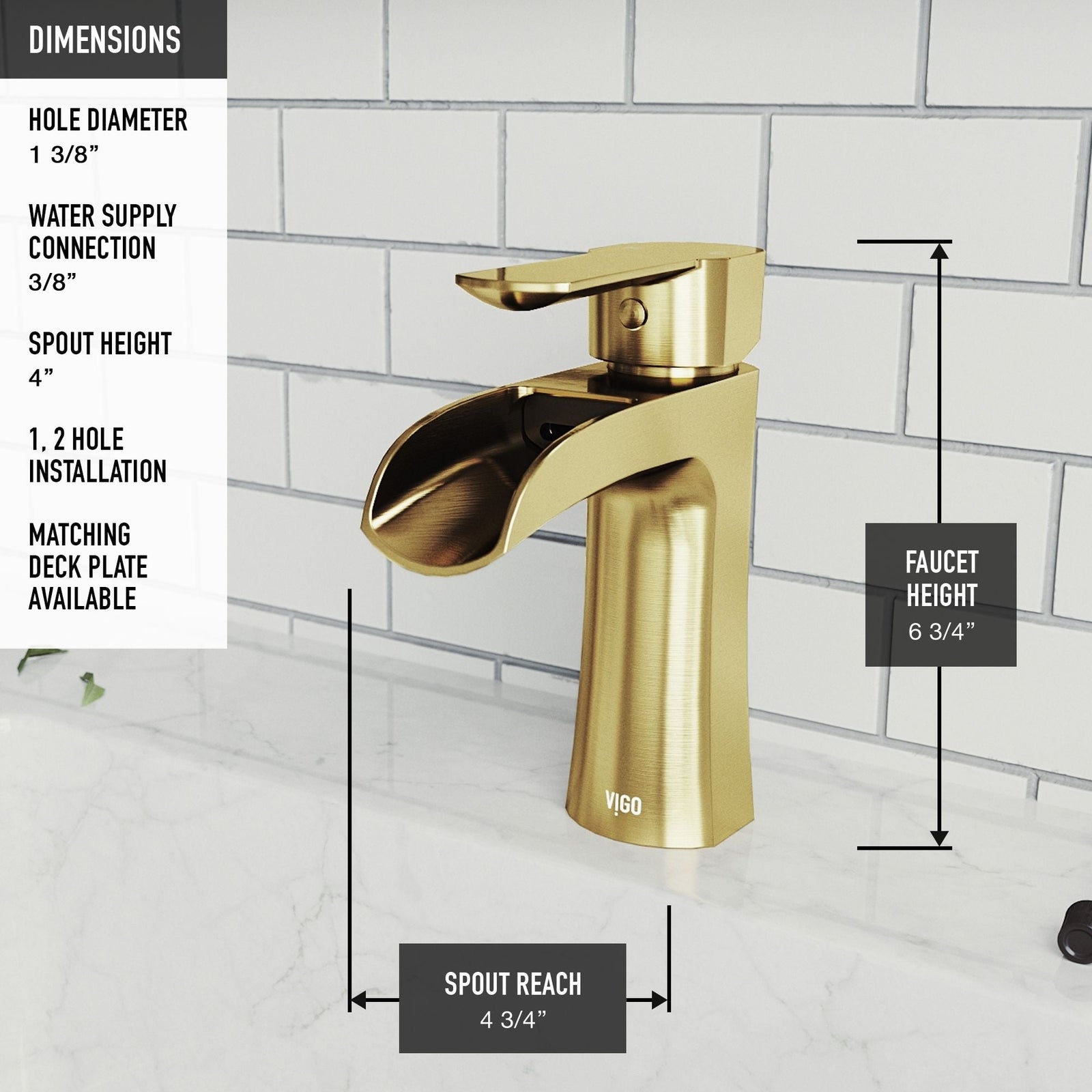 Paloma Single Handle Single Hole Bathroom Sink Faucet, WaterSense Certified, Matte Gold C1B2 - product image 3