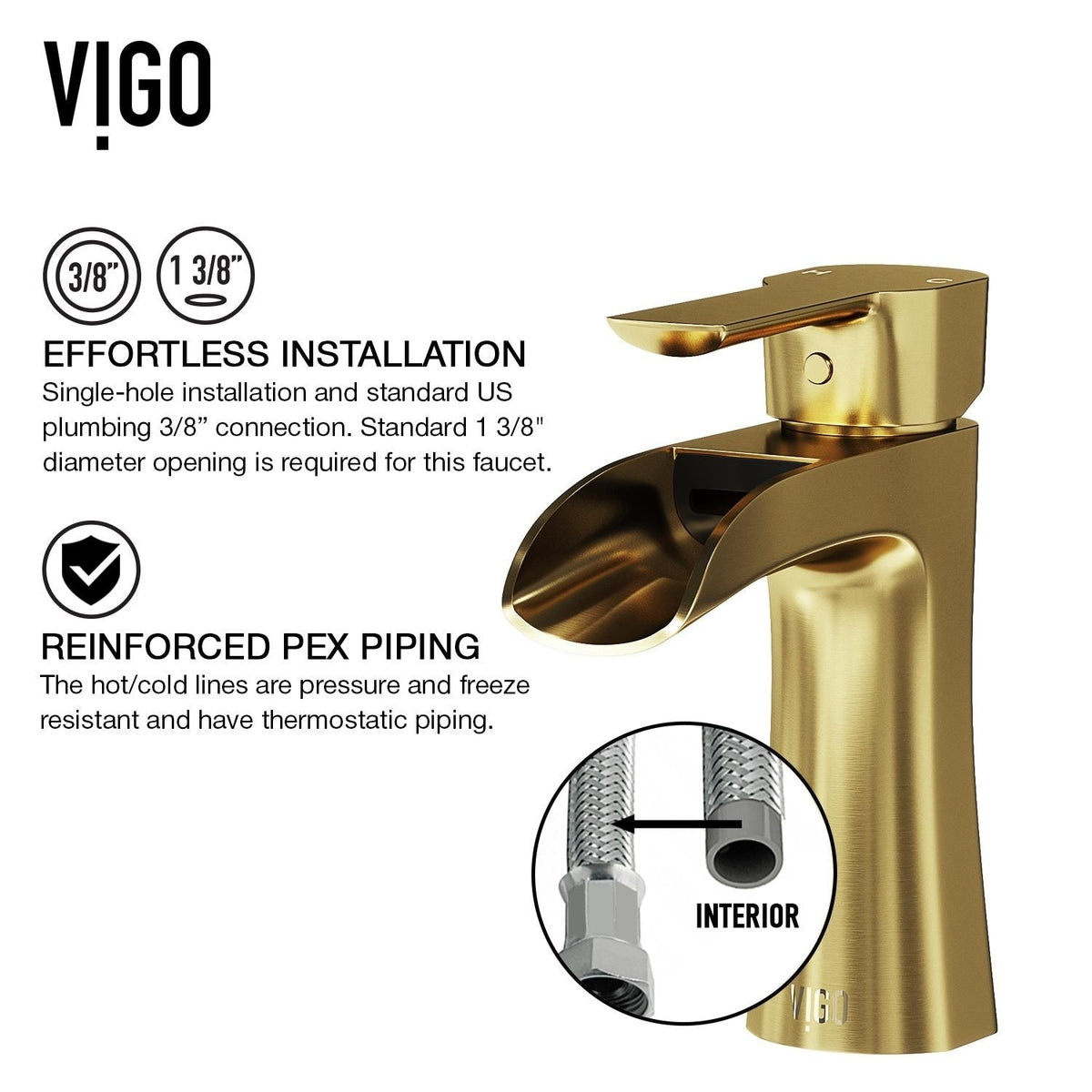 Paloma Single Handle Single Hole Bathroom Sink Faucet, WaterSense Certified, Matte Gold C1B2 - product image 7