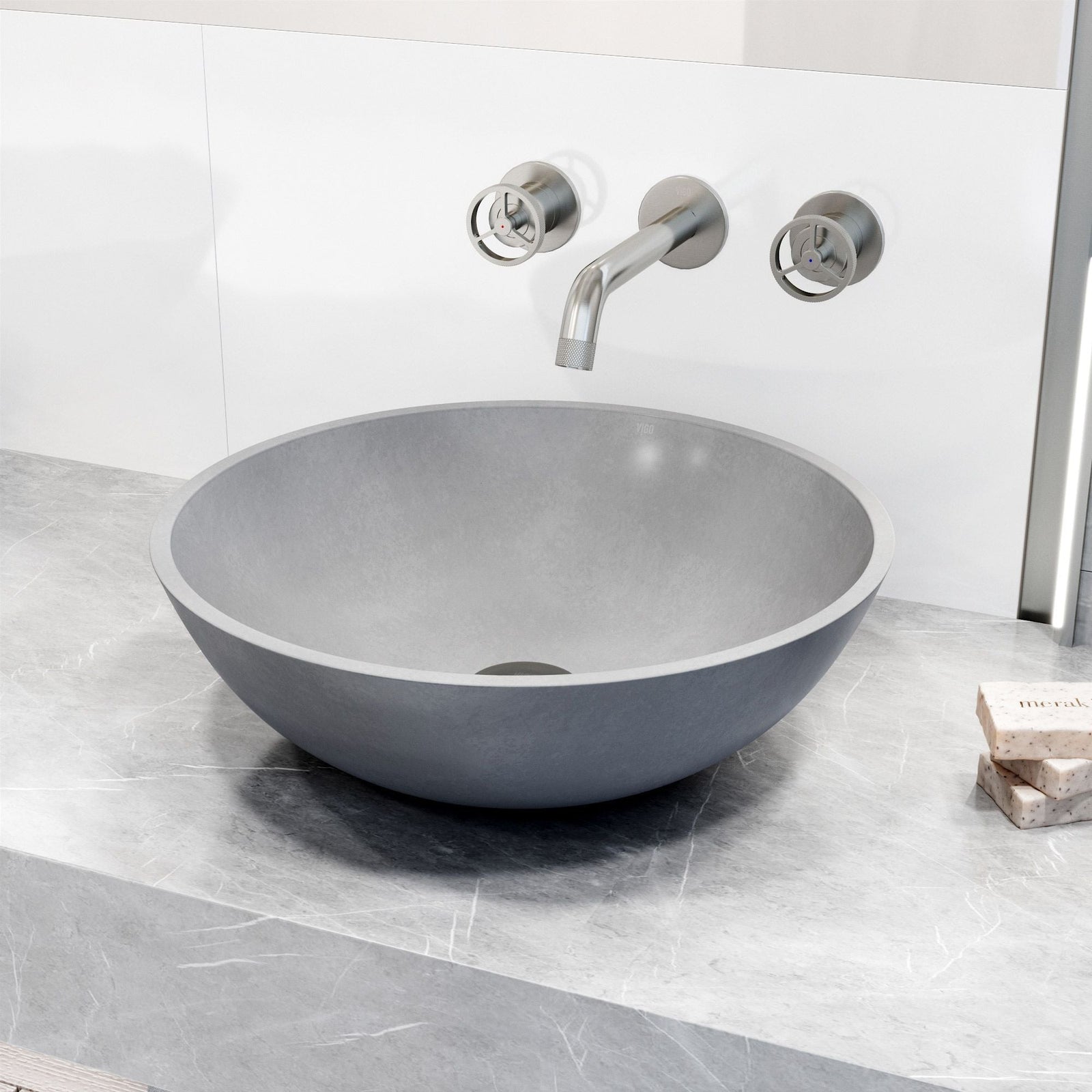 Ravenna Gothic ConcretoStone 16x16-in Deep Grey Bathroom Sink/Basin with Round Vessel I3J2 - product image 5