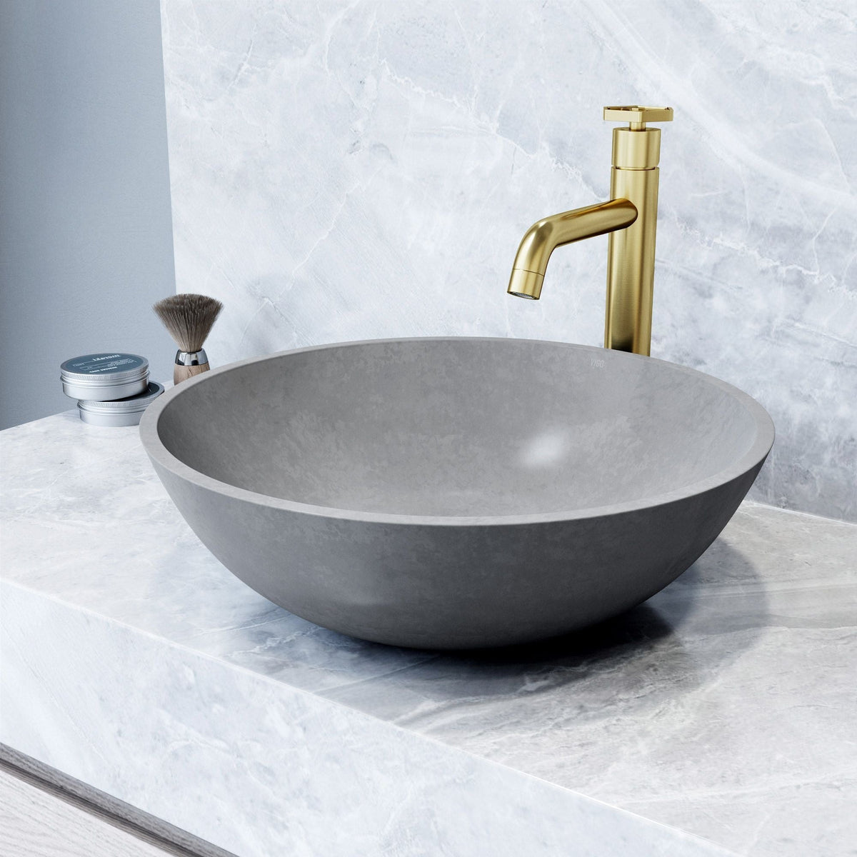 Ravenna Gothic ConcretoStone 16x16-in Deep Grey Bathroom Sink/Basin with Round Vessel I3J2 - product image 6