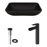 Sottile MatteShell Blue Bathroom Sink/Basin Set with Amada Faucet and Glass Rectangular Vessel C3K8 - product image 2