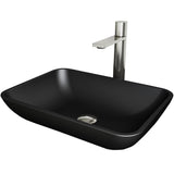 Sottile MatteShell Matte Black Bathroom Sink/Basin Set with Gotham Faucet and Glass Rectangular Vessel U0H8 - product image 1