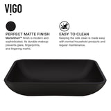 Sottile MatteShell Rectangular Vessel Bathroom Sink/Basin with Deep Bowl, Black Y2D9 - product image 2