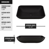 Sottile MatteShell Rectangular Vessel Bathroom Sink/Basin with Deep Bowl, Black Y2D9 - product image 3
