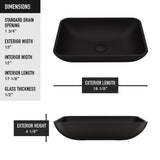 Sottile MatteShell Rectangular Vessel Bathroom Sink/Basin with Deep Bowl, Black Y2D9 - product image 7