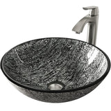 Titanium Glass Slate Grey Bathroom Sink/Basin Set with Linus Faucet and Round Vessel V3X4 - product image 1