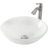 White Frost White Bathroom Sink/Basin Set with Linus Faucet and Round Glass Vessel U8B5 - product image 1