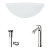 White Frost White Bathroom Sink/Basin Set with Linus Faucet and Round Glass Vessel U8B5 - product image 2