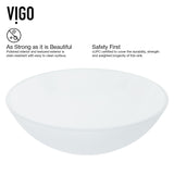 White Frost White Bathroom Sink/Basin Set with Linus Faucet and Round Glass Vessel U8B5 - product image 8