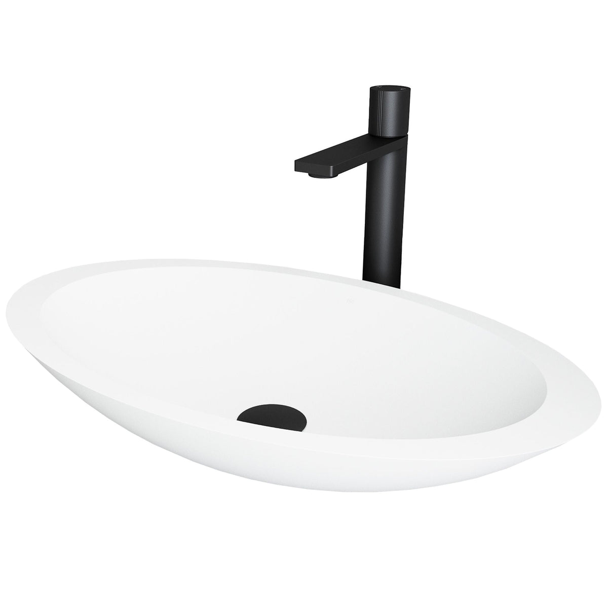 Wisteria MatteStone White Bathroom Sink/Basin Set with Gotham Faucet and Oval Composite Vessel V8L8 - product image 1