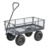 Steel Tray 4-Wheel Removable-Sides Mesh Yard/Garden Cart 600 lb H8Q1 - product image 1