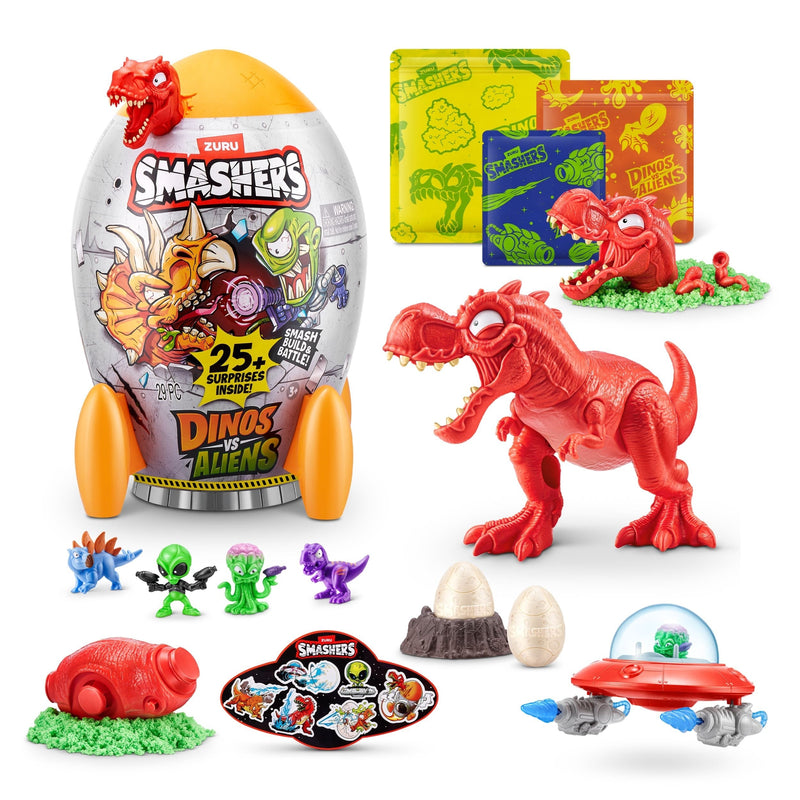 Smashers Dino Vs Aliens Rocket Ship Mystery Playset Capsule for Ages 3+, Assorted Figures T5M1
